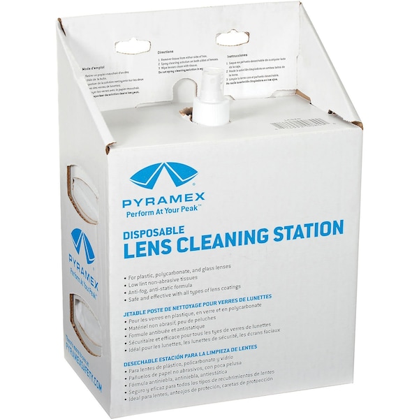 Pyramex Lens Cleaning Station, 1200 Tissues, 16oz Solution LCS20 Zoro